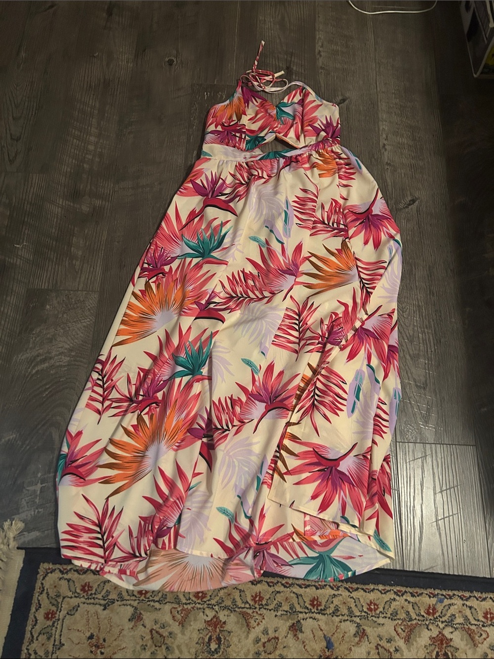 Women’s Tropical Floral One-Piece Maxi Dress - Pink & Multi